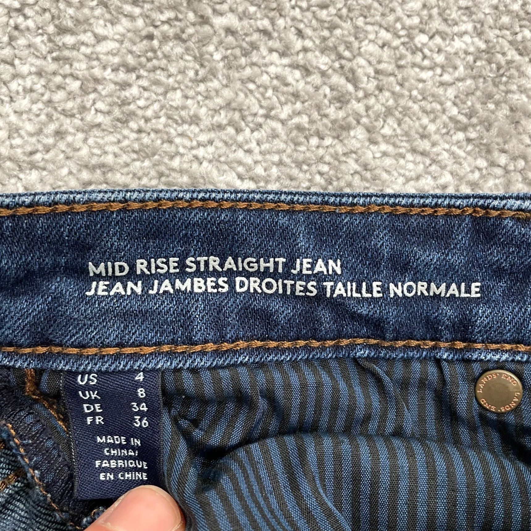Lands' End Lands' End Jeans Womens 4 Mid Rise Straight Denim 28x29.5 Blue Dark Wash Cotton 5-Pocket Classic Size 27" / US 4 / IT 40 - 7 Thumbnail
