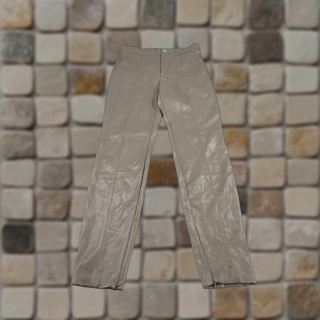Zara VINTAGE Zara Women's Pants Skinny Ankle Zip Faux Leather Medium Brown 90s Casual Womens Size 32" / US 10 / IT 46 - 1 Thumbnail