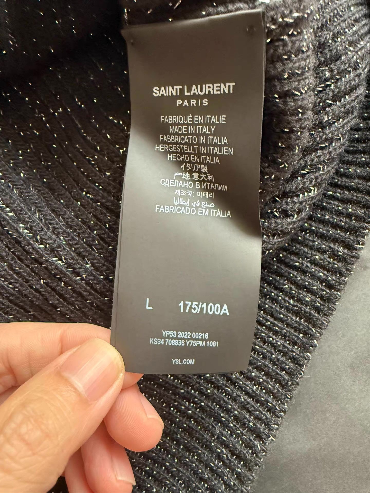 Saint Laurent Paris Saint Laurent Silver Thread Wool and Cashmere Sweate Ｑ23 Size US L / EU 52-54 / 3 - 5 Thumbnail