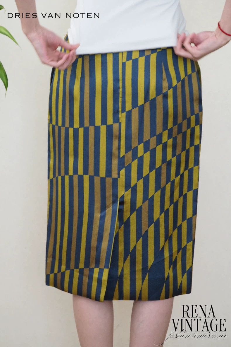 Other Dries Van Noten Yellow geometric pattern skirt Size 35" - 4 Thumbnail