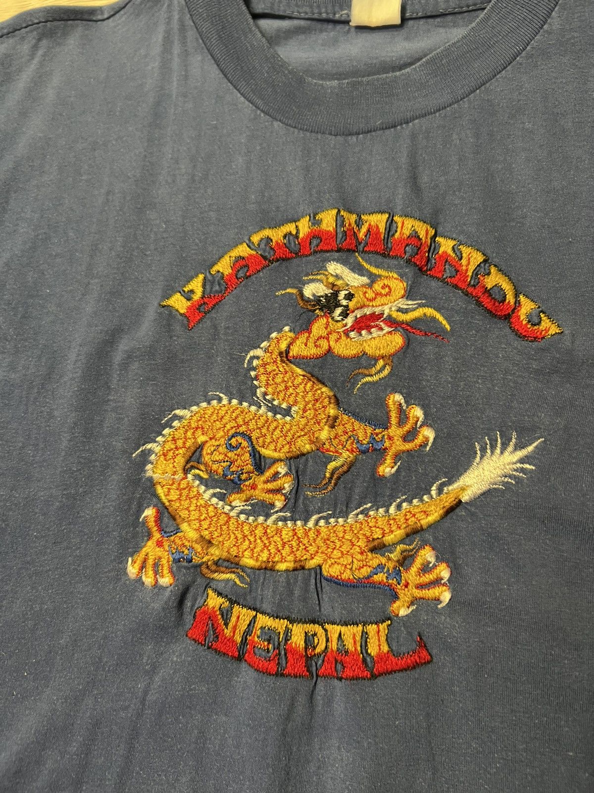 Japanese Brand × Vintage Vintage 80s Kathmandu Nepal Embroidered Dragon Big Logo Tee Size US M / EU 48-50 / 2 - 9 Thumbnail