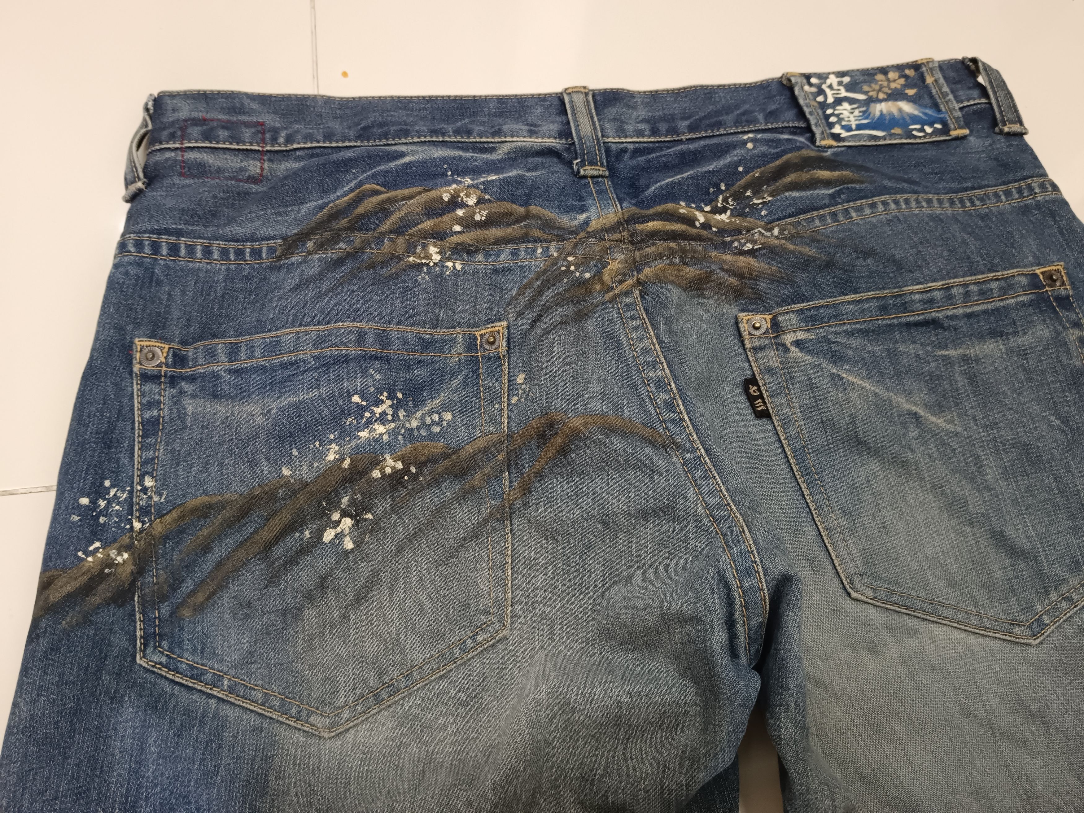 Japanese Brand Japanese Naminori Tatsujin Distressed Paint Koi Fish Jeans Size US 36 / EU 52 - 11 Thumbnail