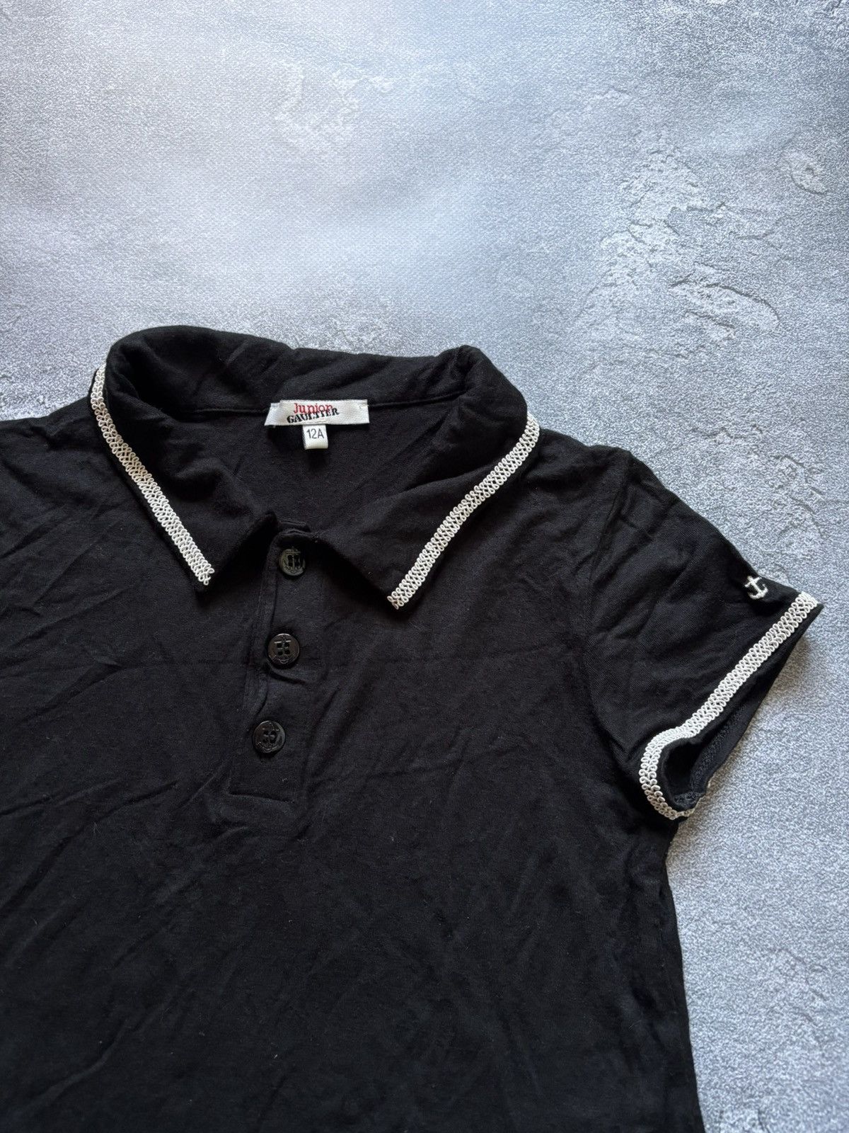 Jean Paul Gaultier Vintage Jean Paul Gaultier Junior 12A Black Polo Shirt Size XS / US 0-2 / IT 36-38 - 5 Thumbnail