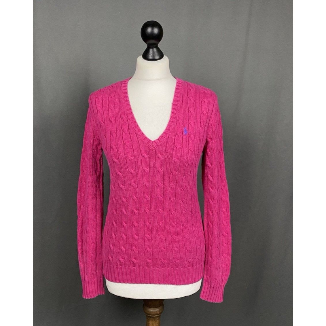 Ralph Lauren Sport Ralph Lauren Small Logo Women's Pink Cable Knitted V-Neck Sw Size M / US 6-8 / IT 42-44 - 1 Thumbnail