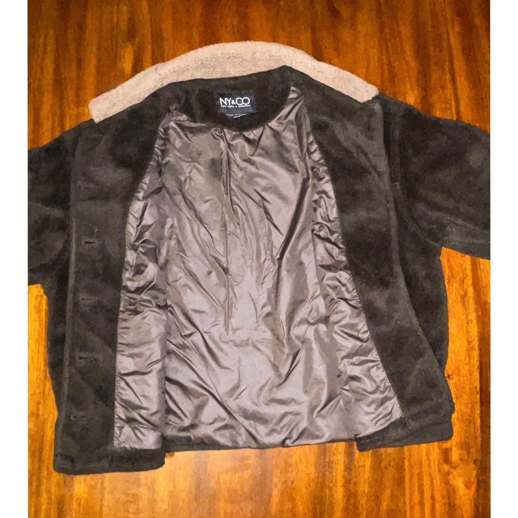 Vintage VINTAGE NY&CO Brown Faux Fur Sherpa Collar Button Up Jacket Cozy Warm L Size L / US 10 / IT 46 - 5 Thumbnail
