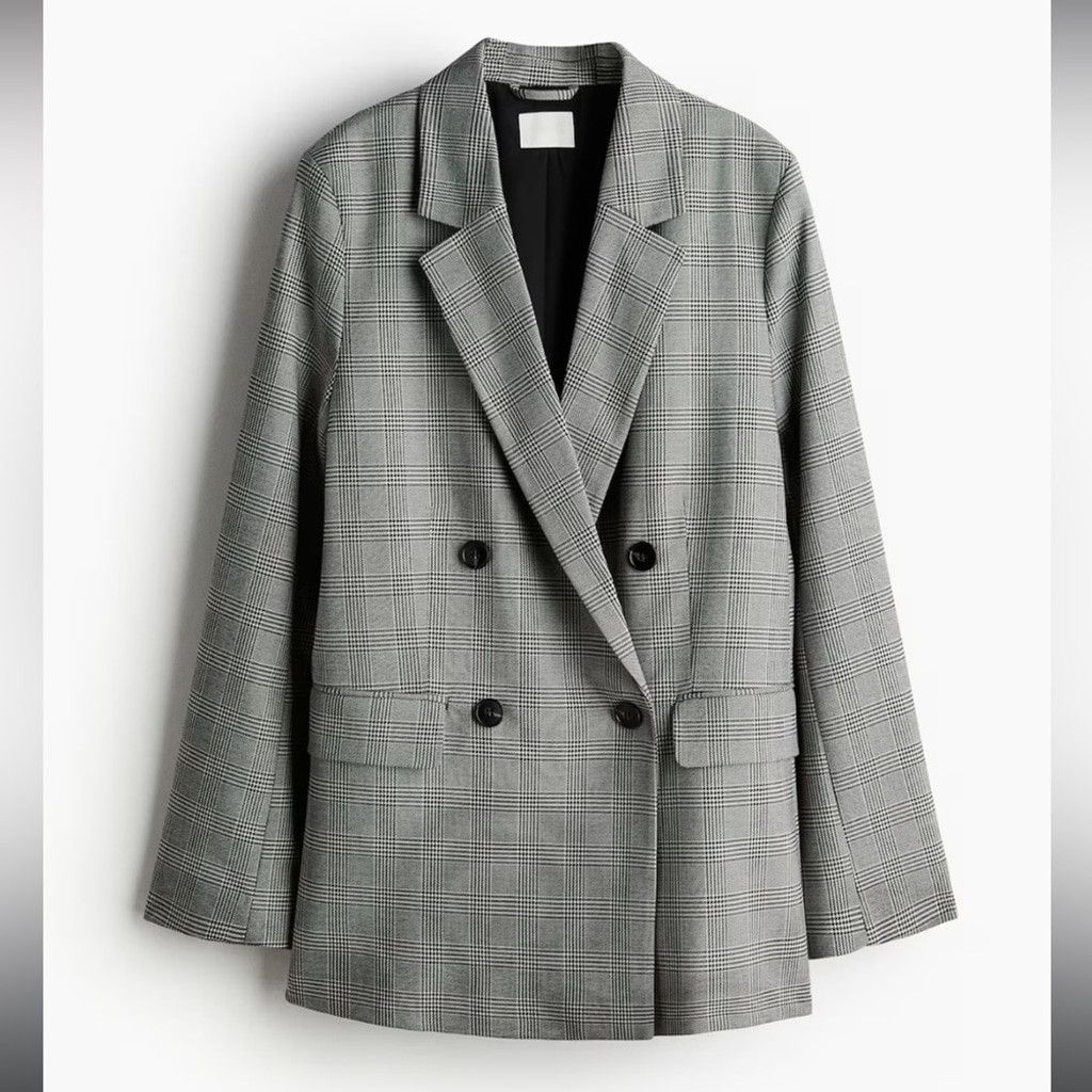 H&M NWT H&M Checkered Double-Breasted Blazer XS Size XS / US 0-2 / IT 36-38 - 1 Thumbnail