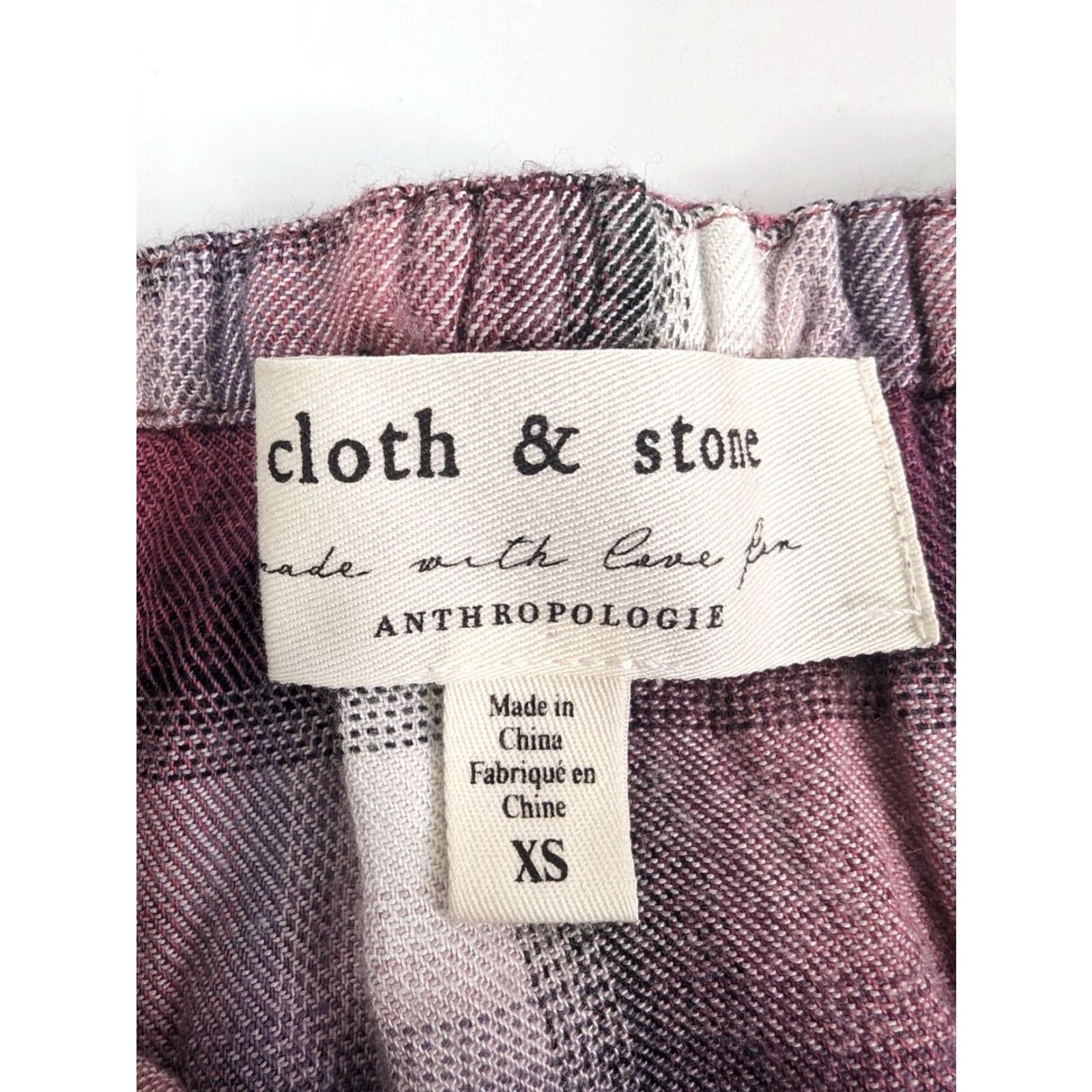 Anthropologie Cloth & Stone Anthropologie Peasant Plaid Long Sleeve Top Womens XS Pink White Balloon Sleeve Boat Neck Casual Blouse Boys? Size XS / US 0-2 / IT 36-38 - 7 Thumbnail
