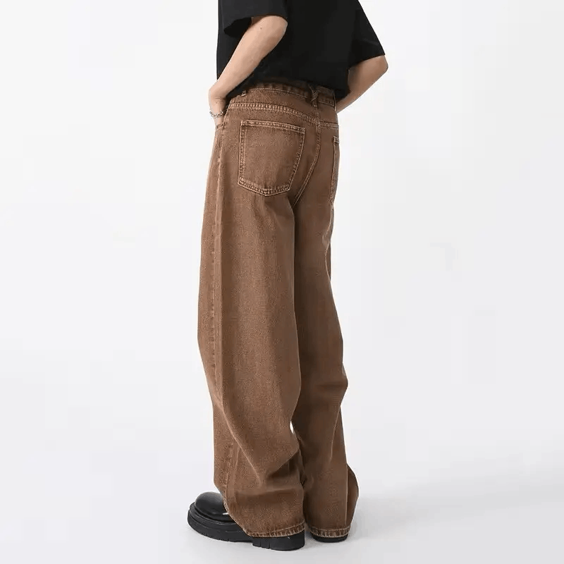 Jean × Vintage Vintage Style Coffee Straight Loose Jeans Pants Size US 32 / EU 48 - 3 Thumbnail