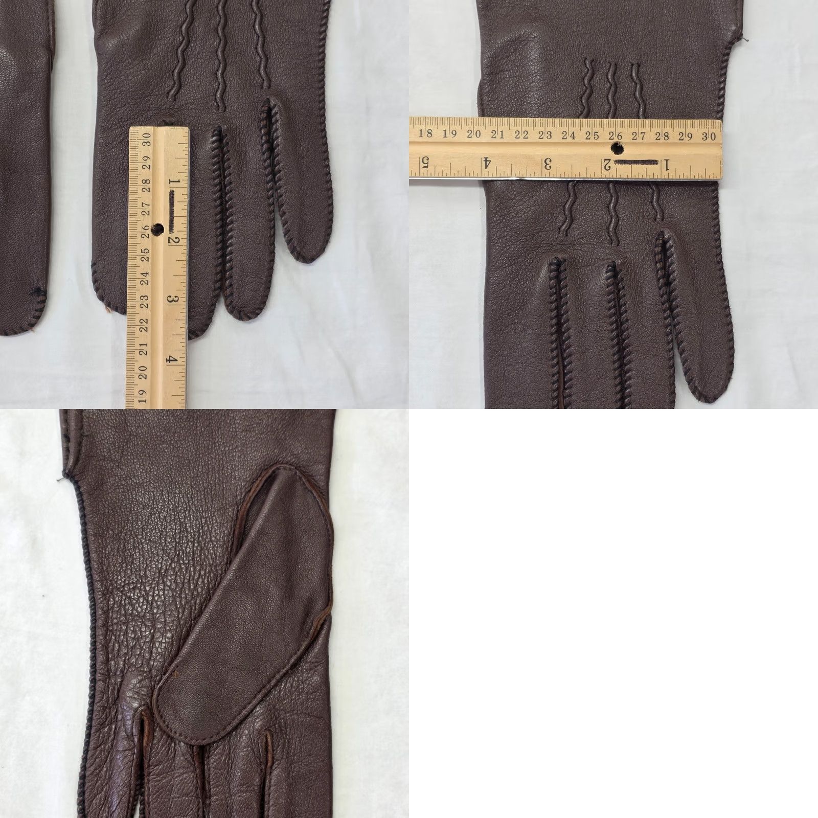 Vintage VINTAGE? No. (Ignore) Brown hand stitched leather gloves Mens sz 9 Office Preppy Stylish Light Weight Size ONE SIZE - 8 Thumbnail