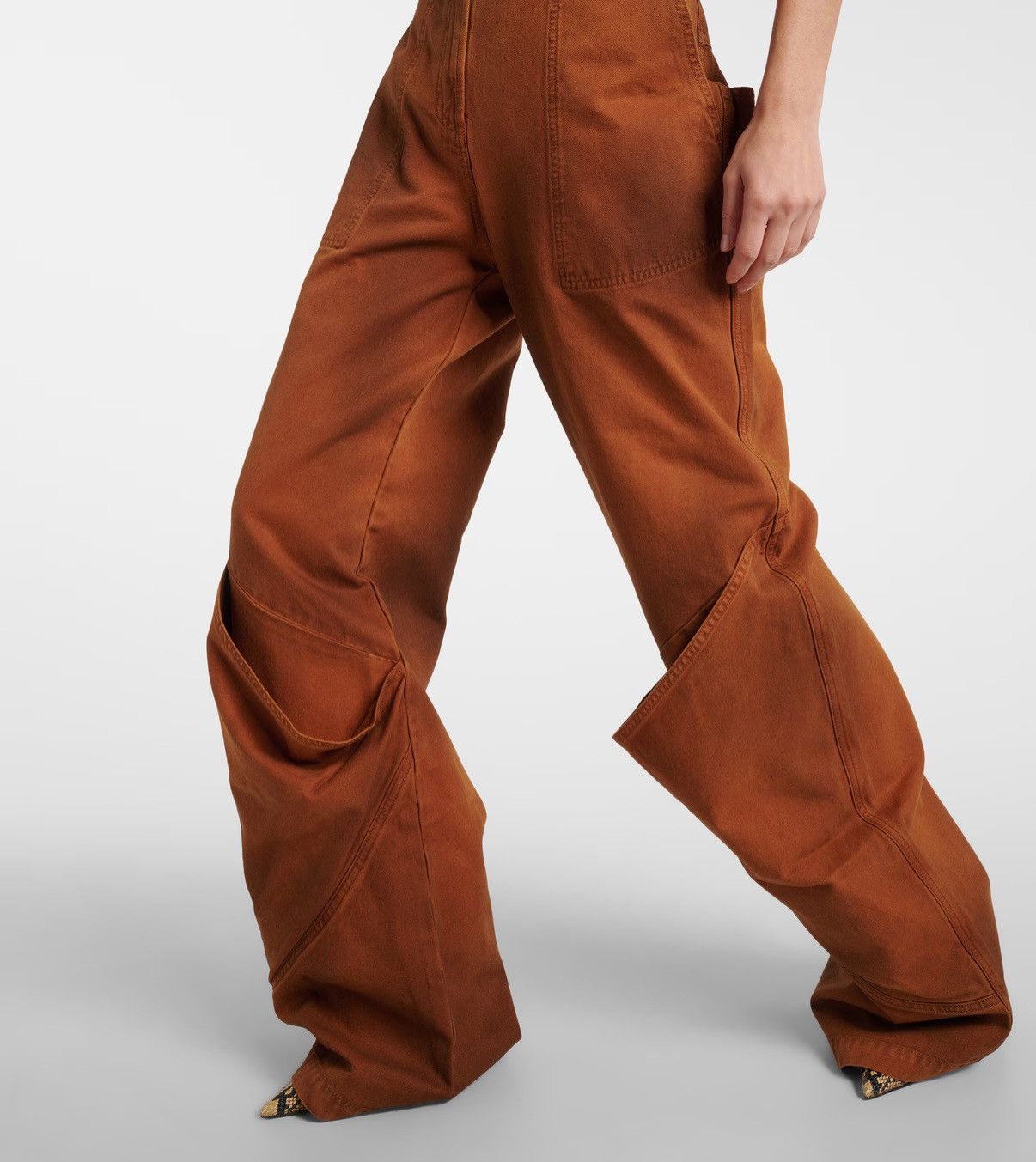 The Attico The Attico wide leg jeans camel Size 25" / US 0 / IT 36 - 2 Thumbnail