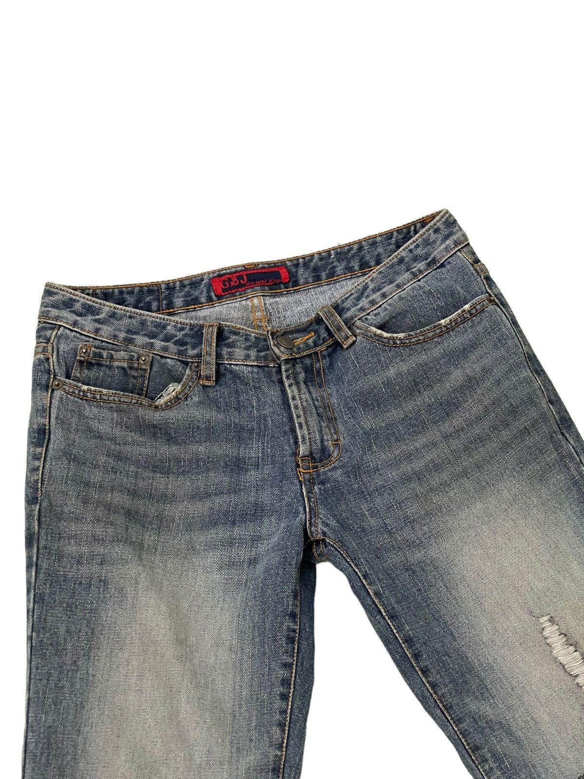 Japanese Brand Flare Jeans G&J Distress Low Rise Boot Cut 8🟦6 Size US 29 - 8 Thumbnail