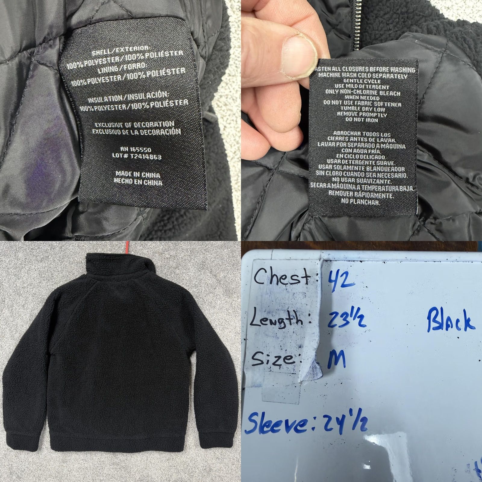 Vintage 32 Degrees Heat Bomber Jacket M Sherpa Fleece Full Zip Thermal Black Mens Casual Winter Size US M / EU 48-50 / 2 - 8 Thumbnail