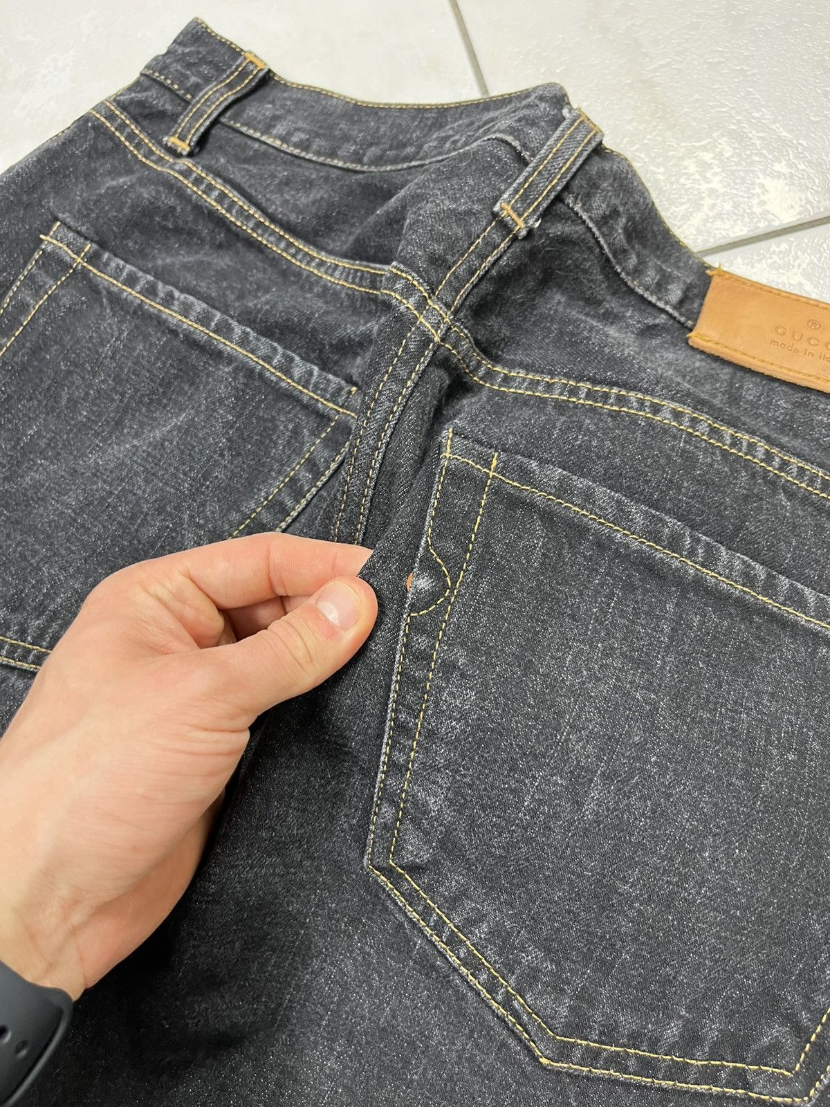 Gucci × Vintage Vintage Gucci regular dark goth raw denim jeans Size US 36 / EU 52 - 18 Thumbnail