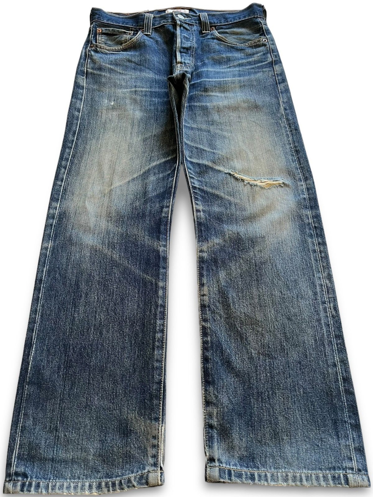 Levi's × Levi's Vintage Clothing SALES🔥Vintage 90s Levis 501 Mud Wash Distressed Loose Jeans Size US 31 - 1 Thumbnail