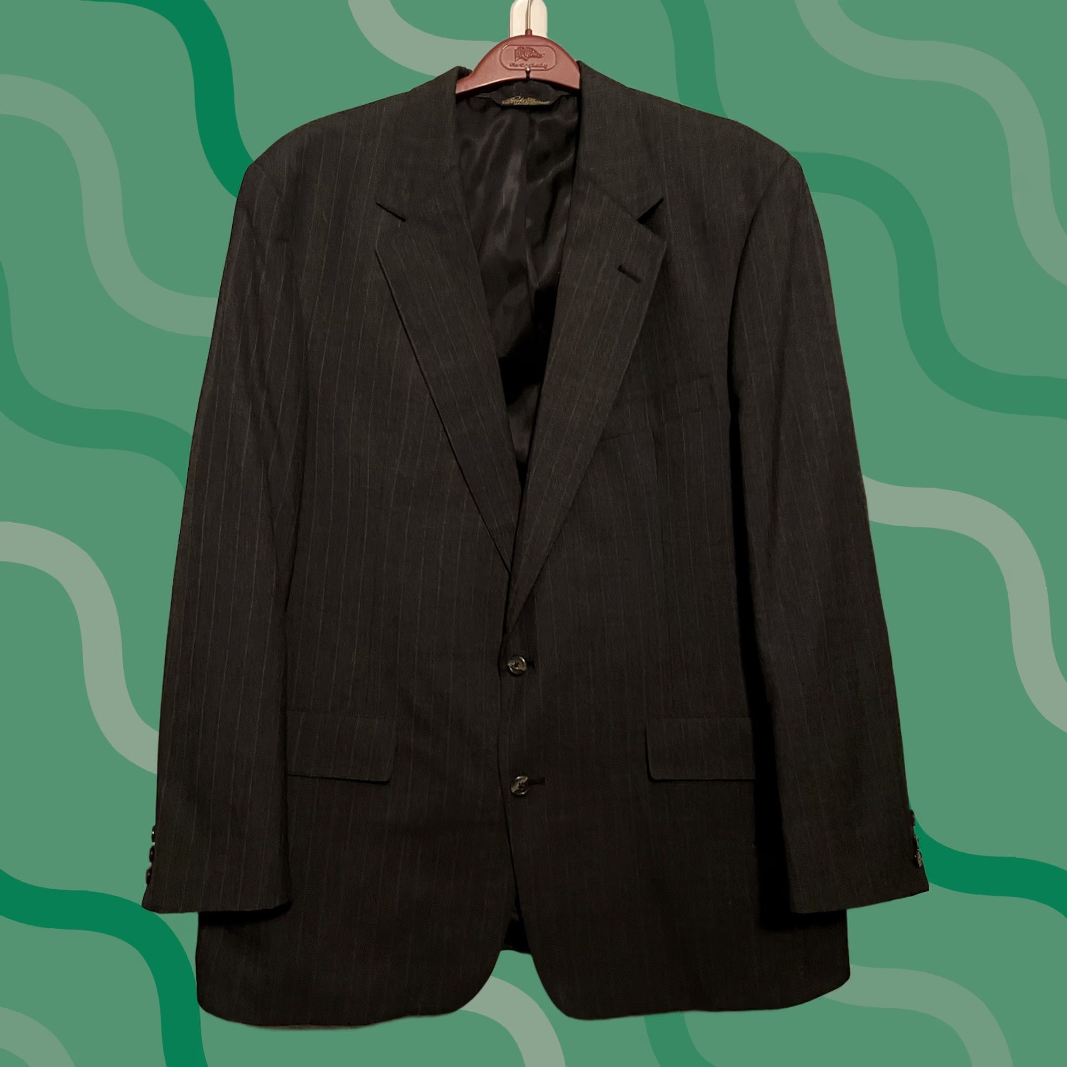 Brooks Brothers VINTAGE Brooks Brothers Blazer Black Pinstripe Single-Breasted 2-Button Notch Lapel Wool Size 48 Long Mens US-made Size 48R - 1 Thumbnail