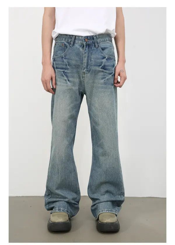 Japanese Brand American high street lightning crack washed jeans for men Size US 34 / EU 50 - 1 Thumbnail