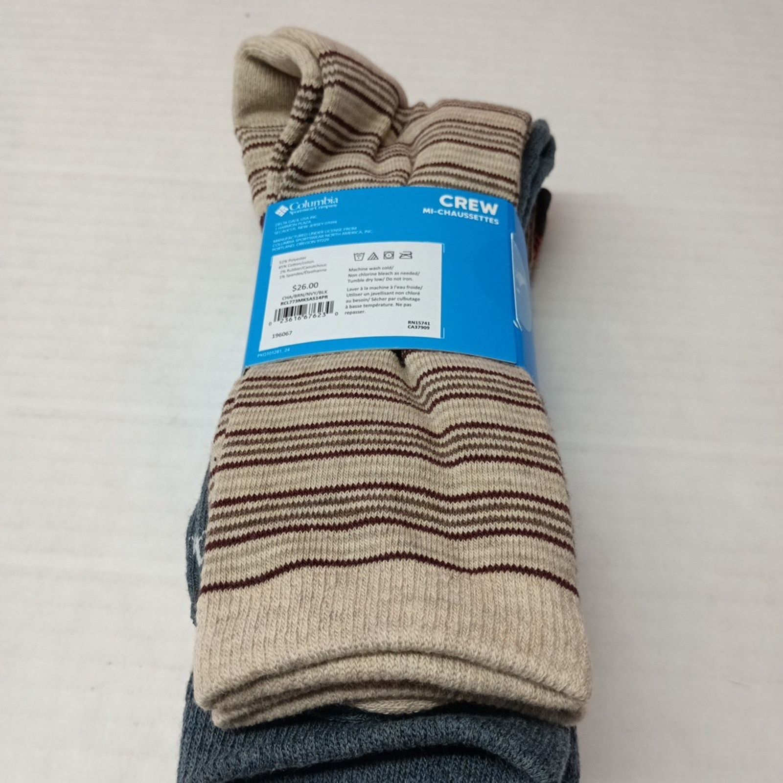 Columbia Columbia Men Crew Socks Sizes 6-12 4 Pack Multi Arch Support Size ONE SIZE - 3 Thumbnail