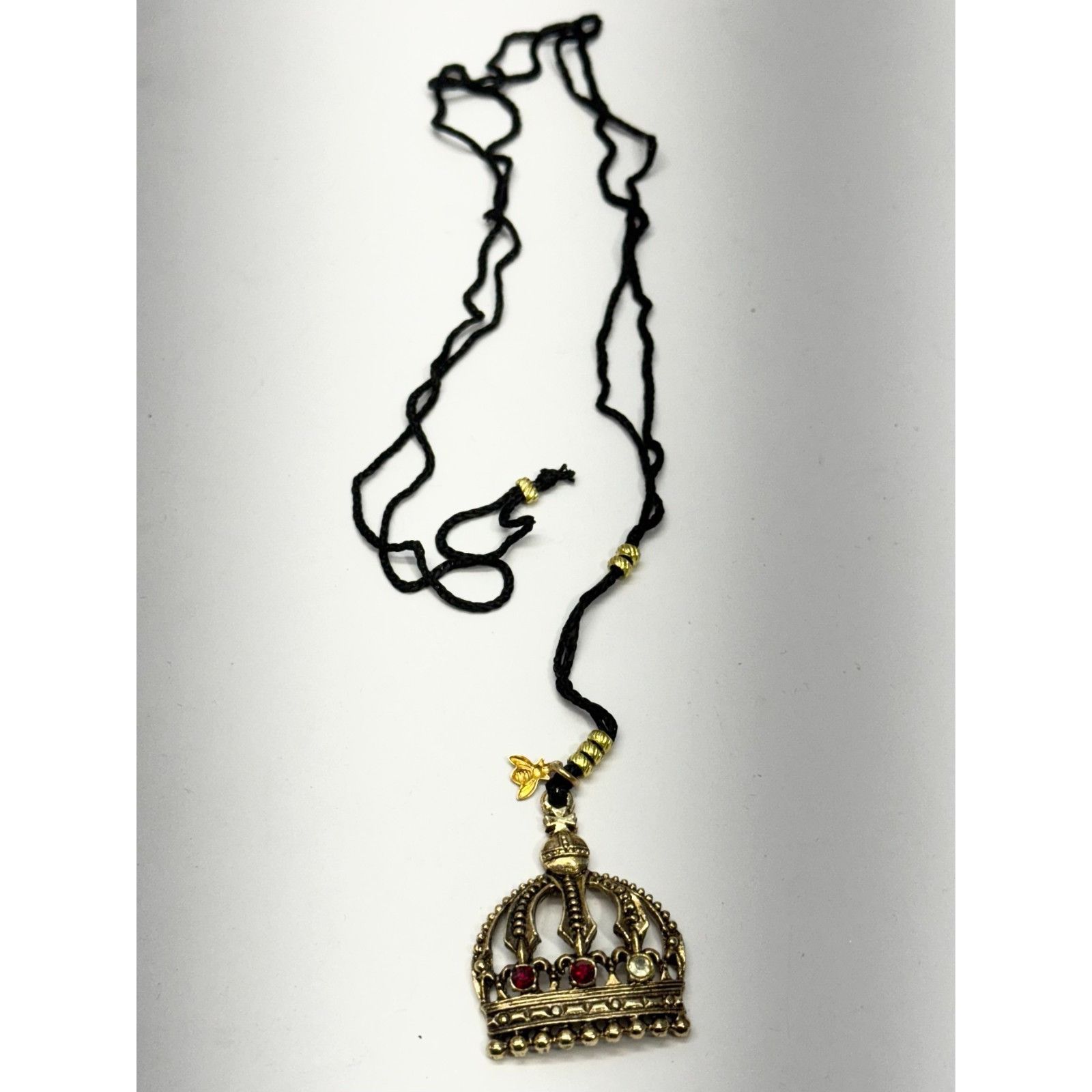 Vintage Vintage rhinestone crown black pendant necklace Size ONE SIZE - 2 Thumbnail