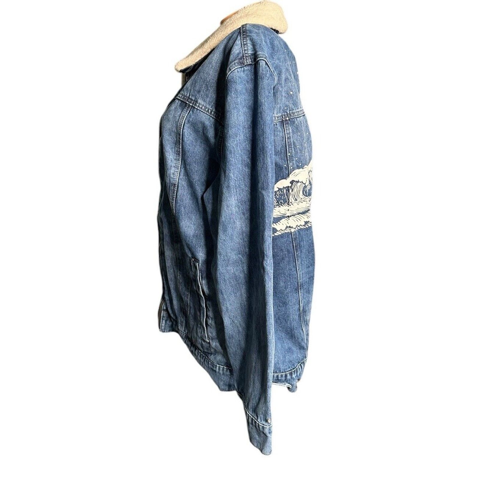 Other Tubbo Moment By The Sea Denim Jean Jacket Sherpa Collar 2XL Size XXL / US 16-18 / IT 52-54 - 6 Thumbnail