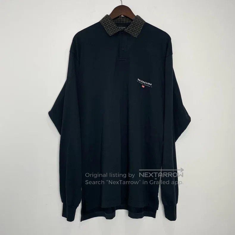 Balenciaga Balenciaga Solid color checkered collar long sleeve polo s Size US S / EU 44-46 / 1 - 1 Thumbnail
