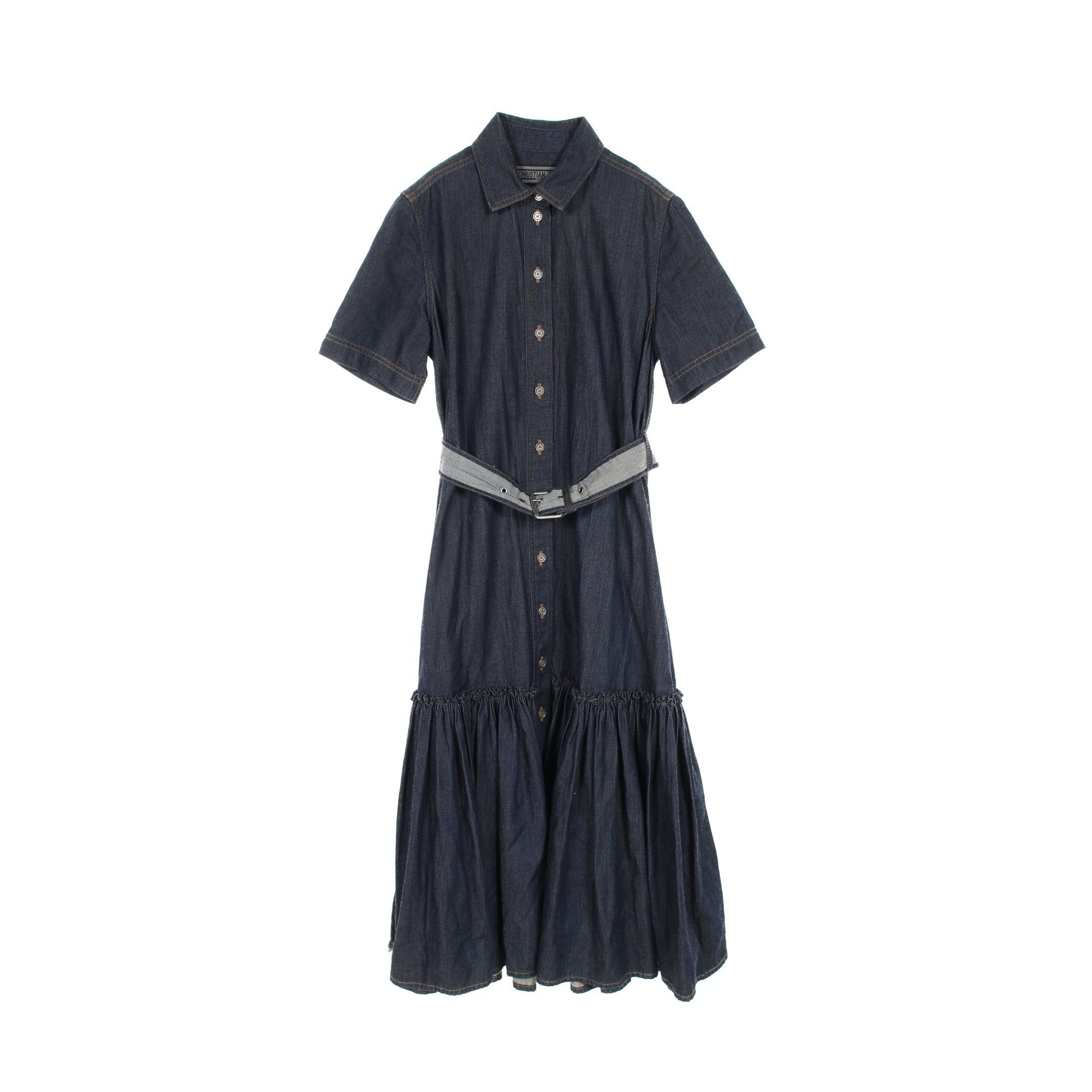 Dior Dior Shirt Dress Cotton Denim Indigo Blue Size ONE SIZE - 1 Thumbnail