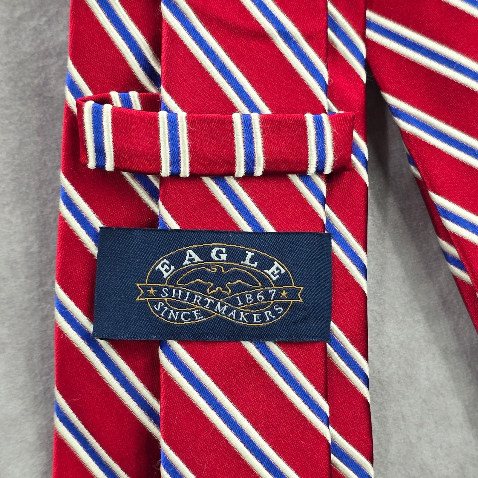 Other Eagle Red Blue White Stripe Repp 100% Silk Neck Tie NWOT Size 28 - 4 Thumbnail