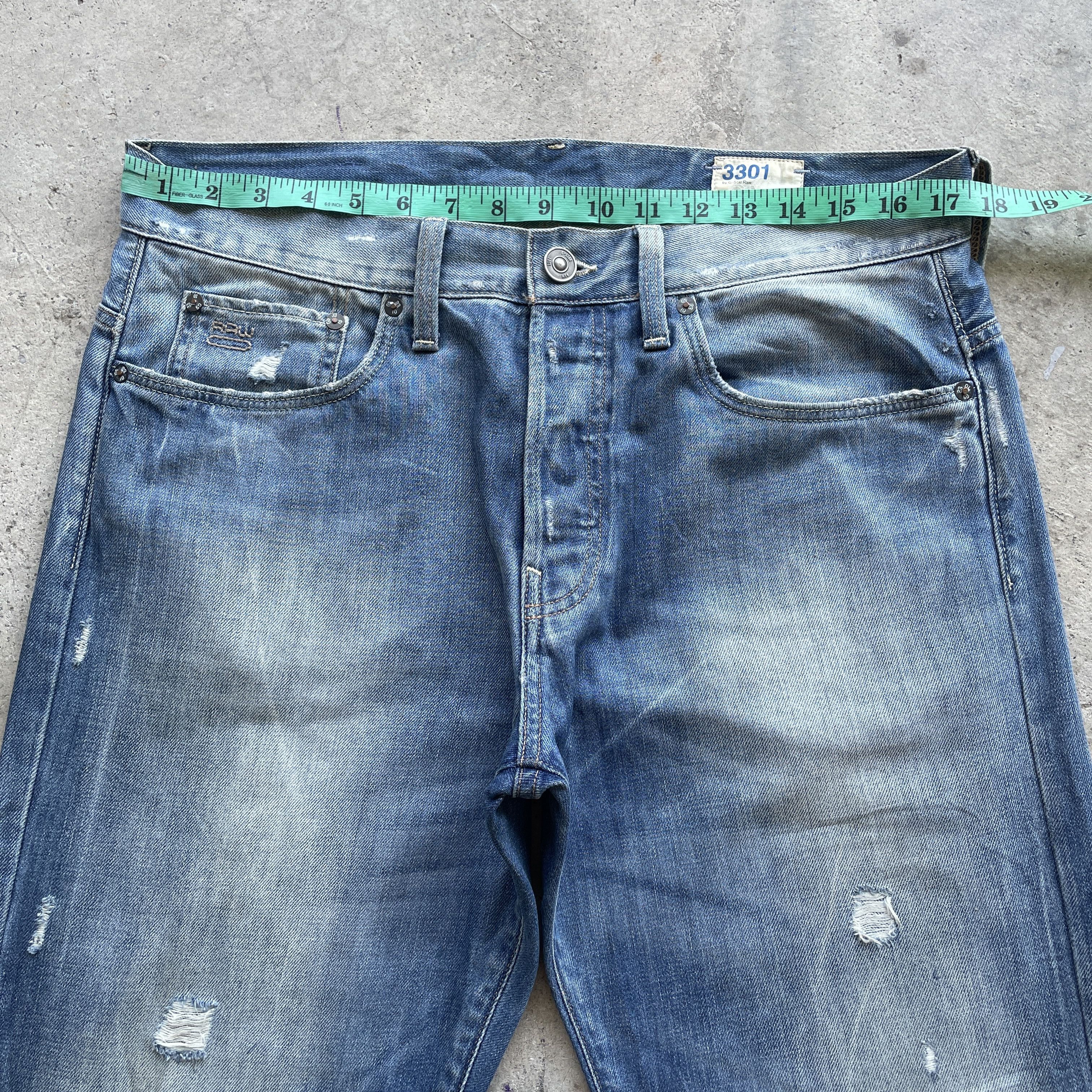 G-Star Vintage G-Star 3301 Distressed Jeans Faded Denim Pants Size US 35 - 3 Thumbnail