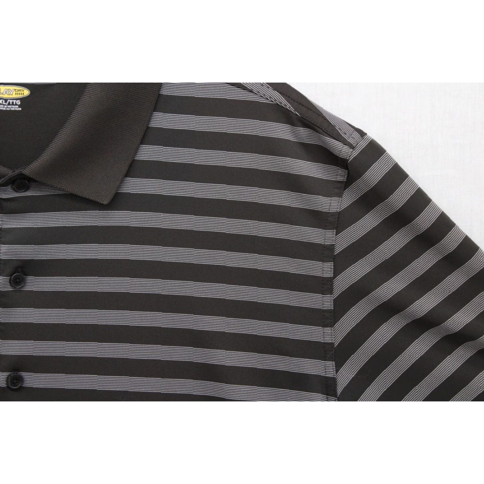 Vintage Greg Norman Polo Shirt Men's 2XL Black Gray Stripes Play Dry Golf Performance Shirt Size US XXL / EU 58 / 5 - 2 Thumbnail