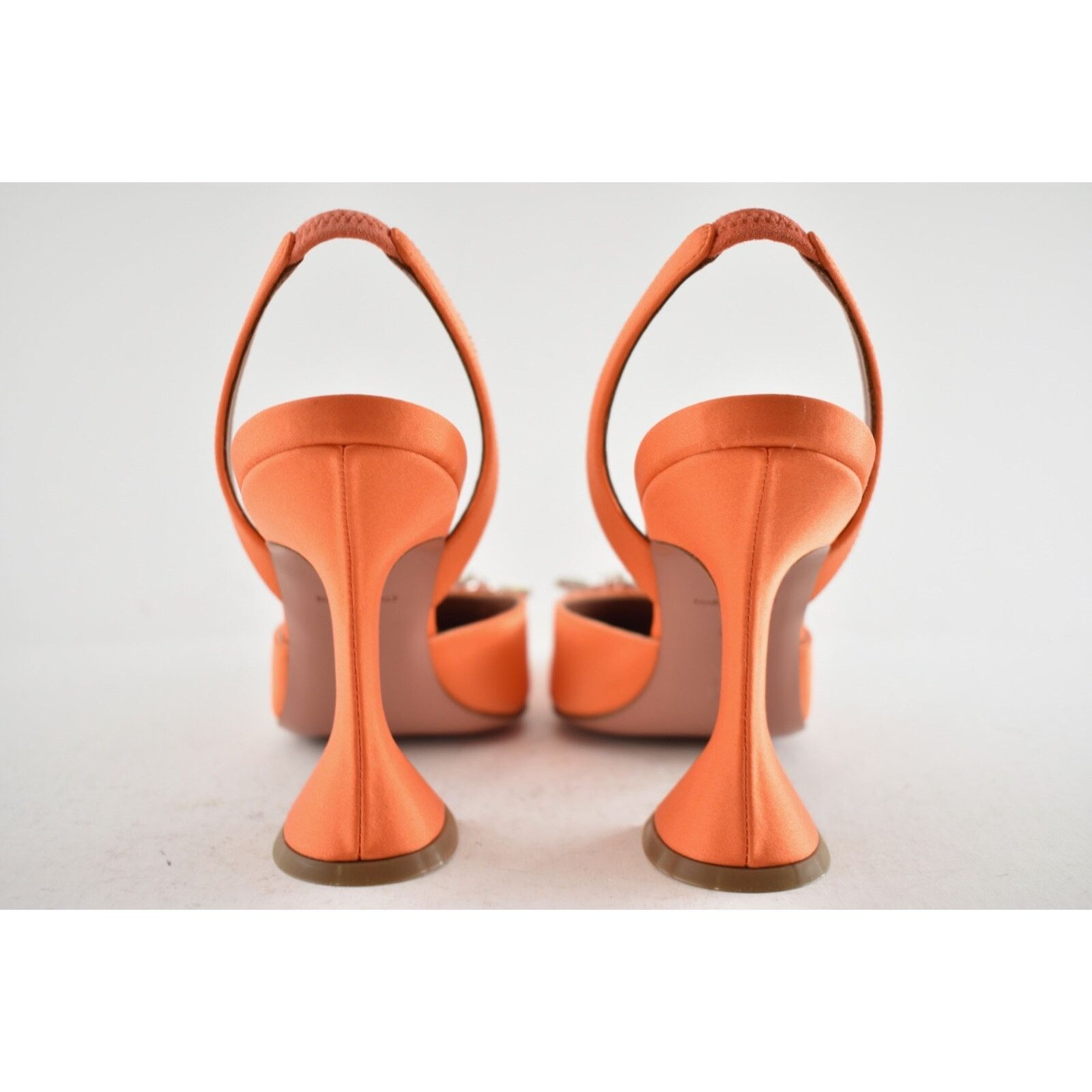Amina Muaddi Amina Muaddi 95 Begum Sling Orange Satin Crystal Size US 6.5 / IT 36.5 - 17 Thumbnail