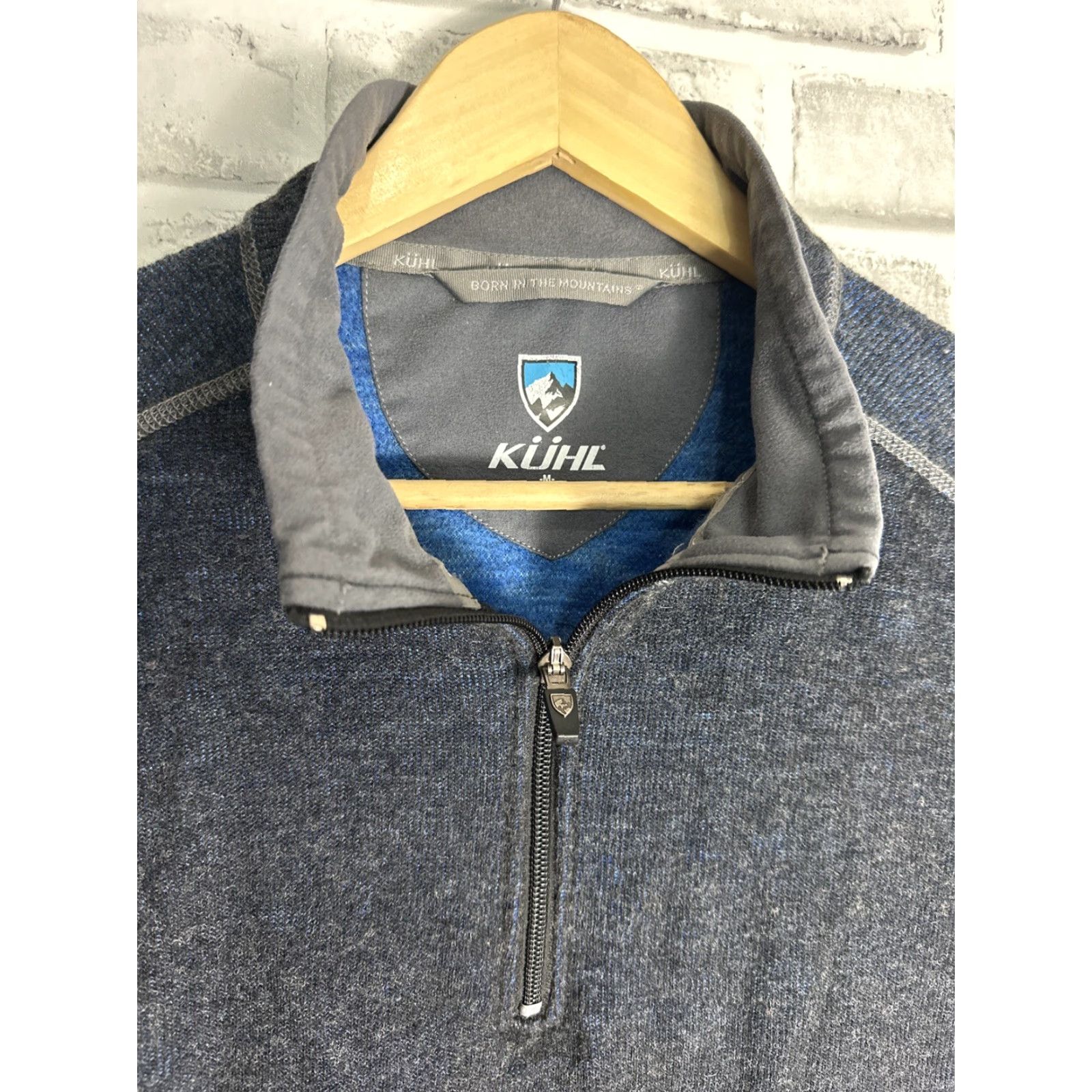 Vintage Kühl Chianti Fleece 1/4 Zip Pullover Mens M Blue Thumb Hole Wool Blend Regular Sweatshirt Mock Neck Zip Size US M / EU 48-50 / 2 - 2 Thumbnail