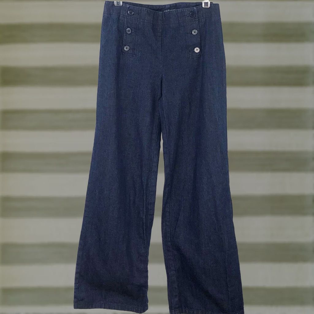 Ann Taylor New title: Ann Taylor jeans 6 DK wash denim flare 30"W 31"IN Button Panels Y2K Preppy Glam Size 28" / US 6 / IT 42 - 1 Thumbnail