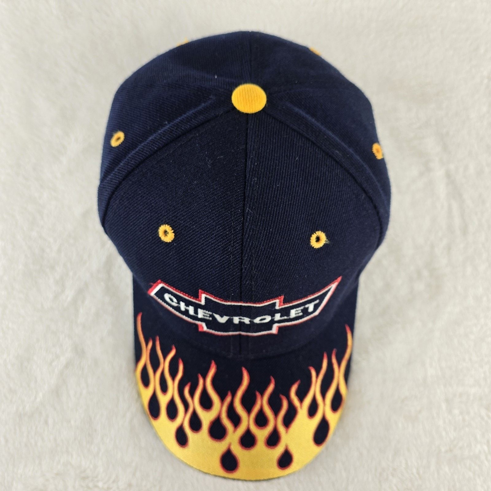 Other Vintage Chevrolet Chevy Navy Strapback Wool Hat Cap Flames Size ONE SIZE - 4 Thumbnail