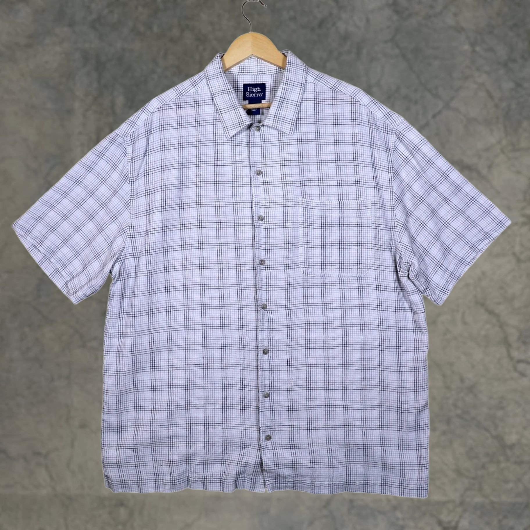 High Sierra High Sierra Mens Plaid Short Sleeve Shirt XL Blue White Casual Button Up Size US XL / EU 56 / 4 - 1 Thumbnail