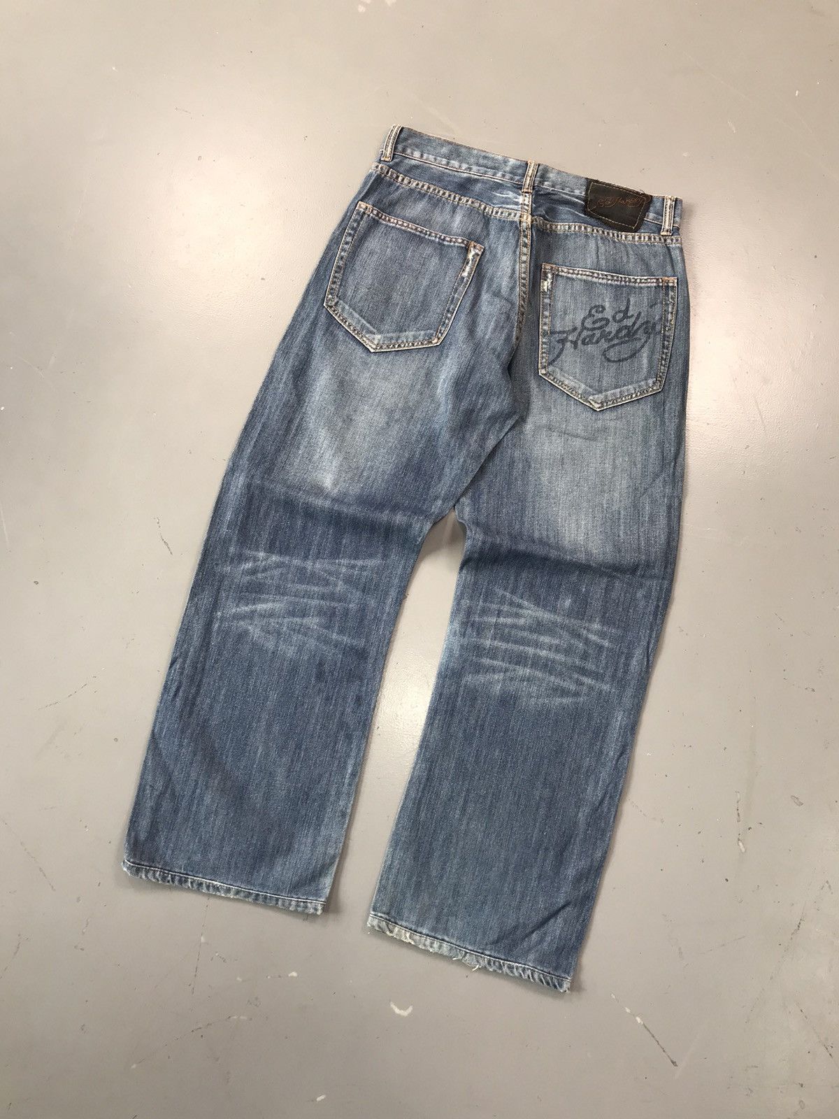 Christian Audigier × Ed Hardy × Vintage Vintage Edhardy skull embroidered denim Size US 33 - 8 Thumbnail