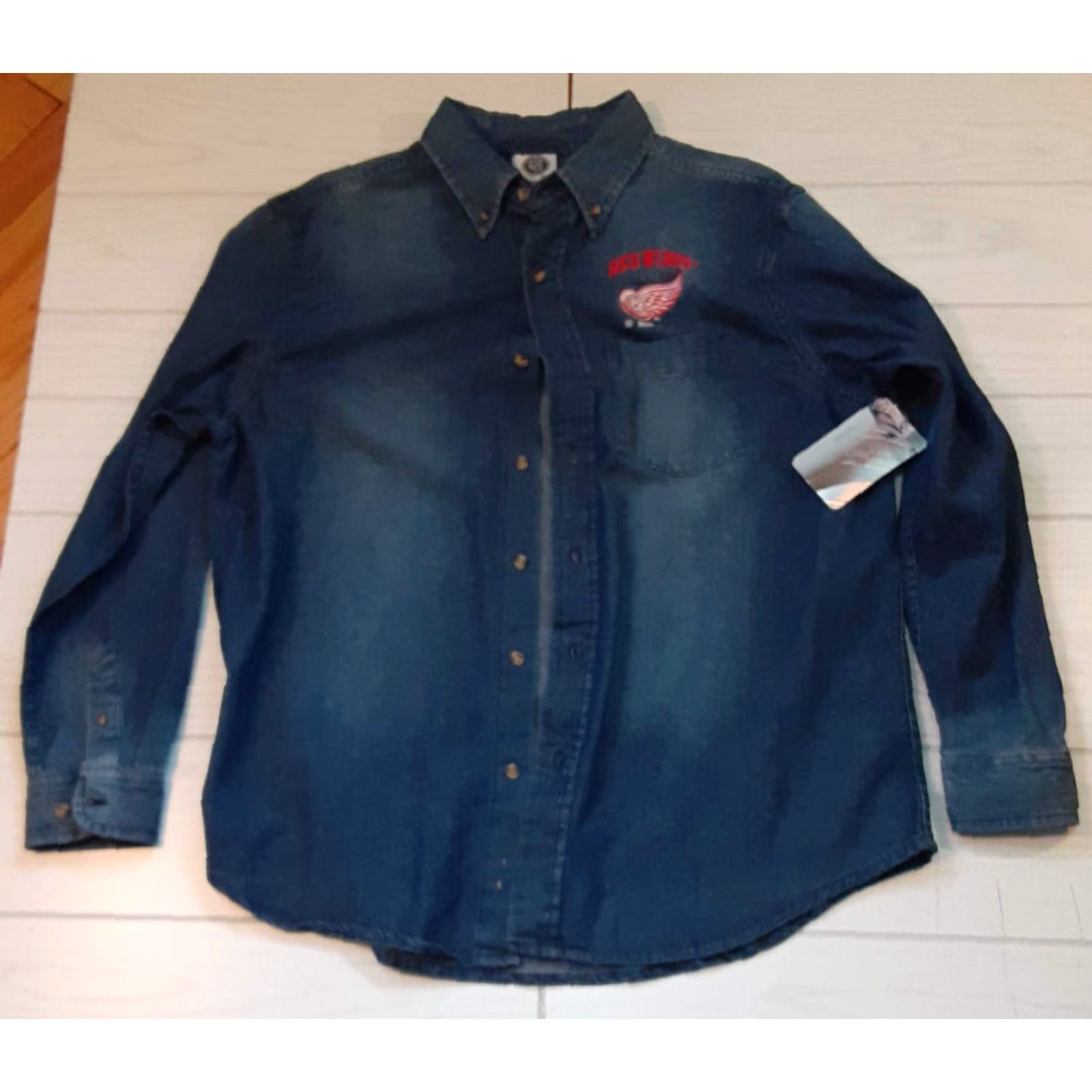 NHL Detroit Red Wings Hockey Full Button Shirt Blue Jean NHL NWT EUC Large Men Long Sleeve Button-Up 2XL Blue Popular Size US XXL / EU 58 / 5 - 2 Thumbnail
