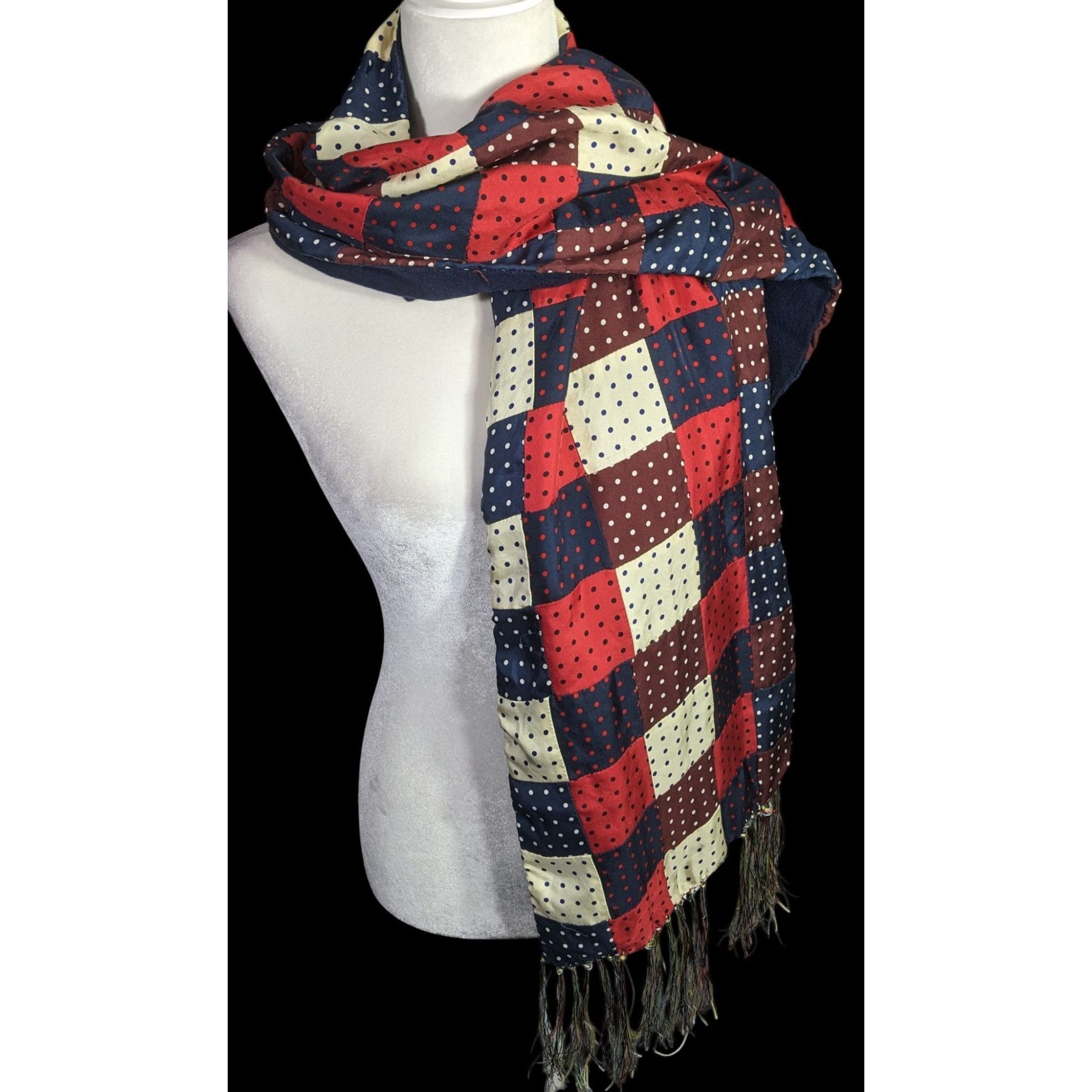 J. Press J.Press Silk Patchwork Scarf Made In USA Multicolor Polka Do Size ONE SIZE - 1 Thumbnail