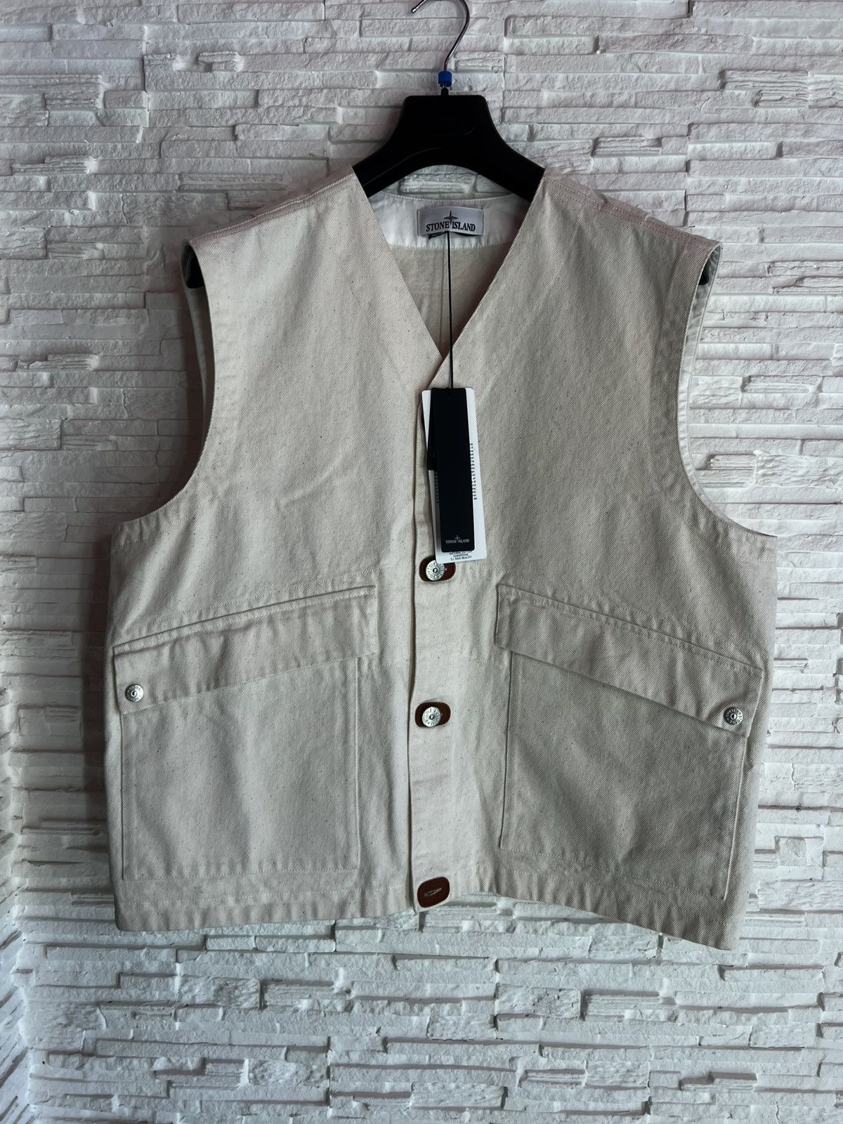 Stone Island Stone Island S.I. Raw Denim Vest XL Natural Cotton Gabardine Size US XL / EU 56 / 4 - 3 Thumbnail
