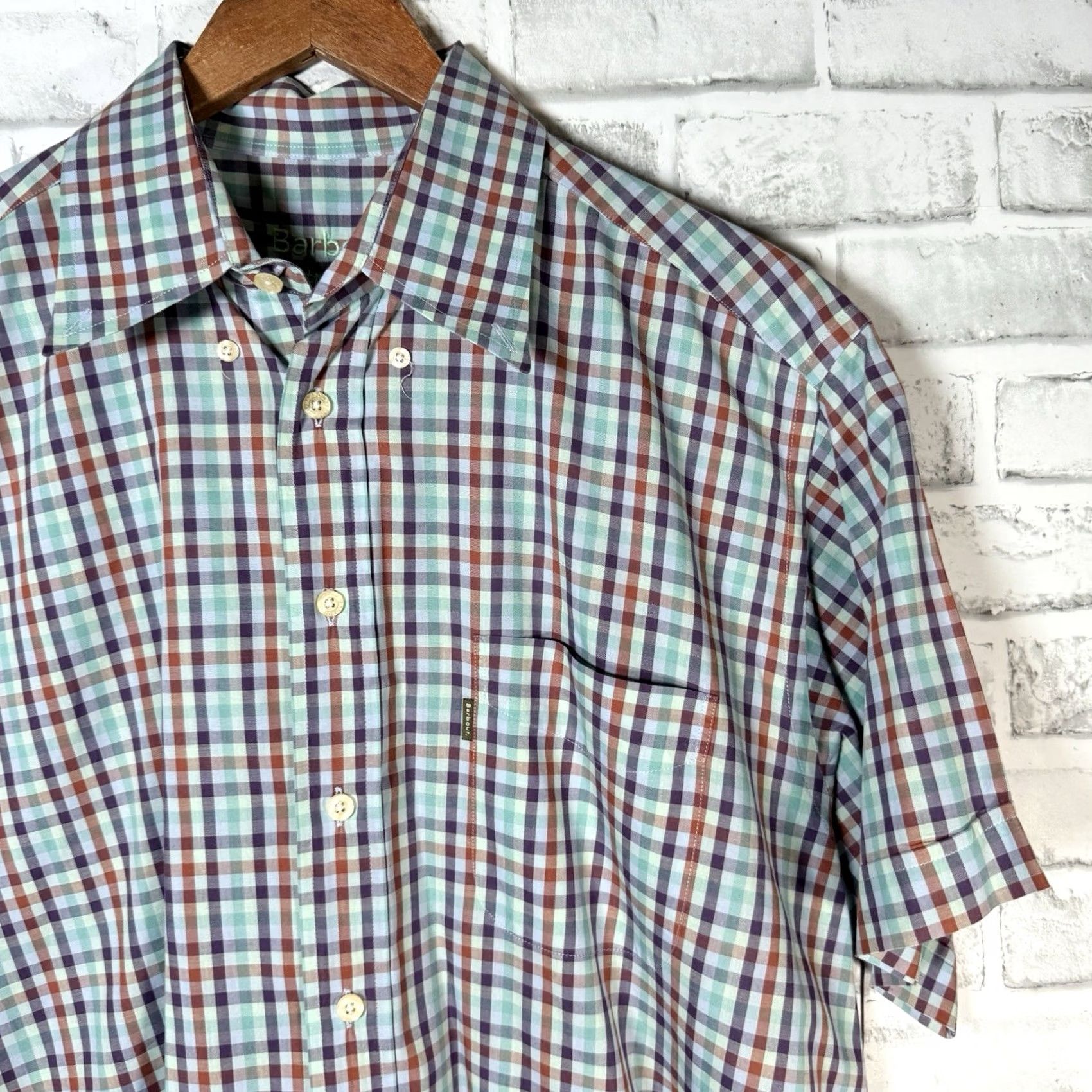 Barbour Barbour Plaid 100% Cotton Short Sleeve Button-Down Shirt Mens L Multicolor Button-Up Shirt Sox? Size US L / EU 52-54 / 3 - 2 Thumbnail