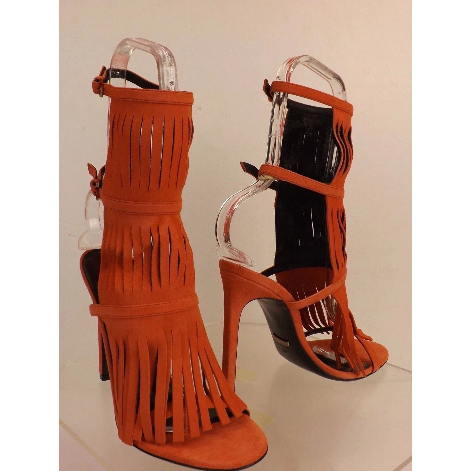 Gucci GUCCI ORANGE SUEDE FRINGE GLADIATOR SANDALS PUMPS 36.5 ITALY Size US 6.5 / IT 36.5 - 5 Thumbnail