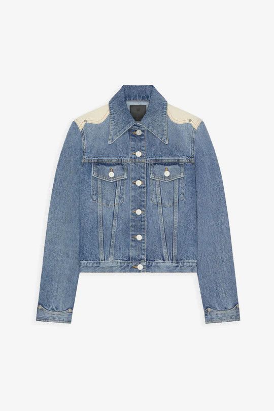 Givenchy o1w1db10326 Denim Jacket With Back Detail in Blue/White Size XXS / US 00 / IT 34 - 1 Thumbnail