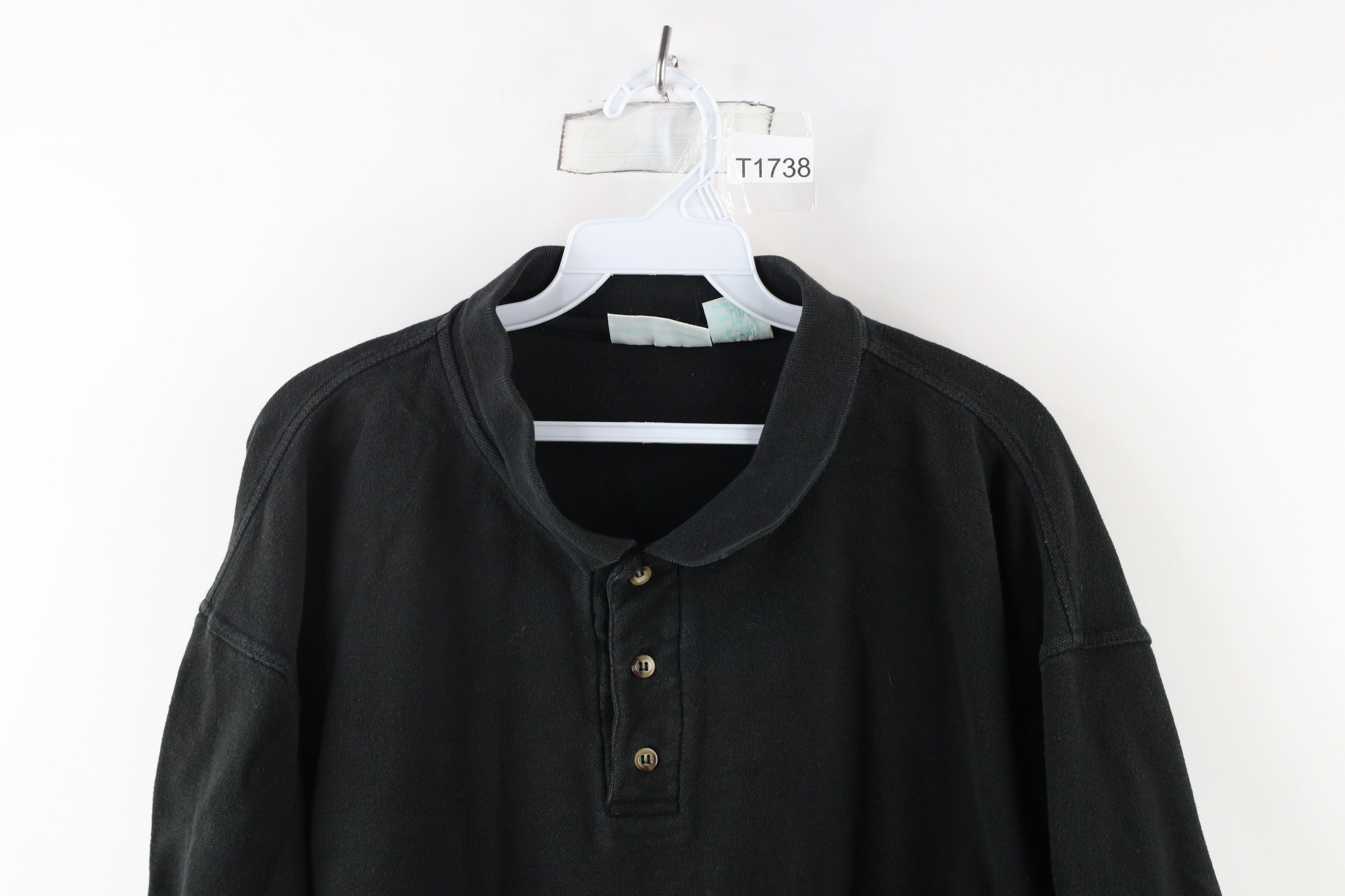 Vintage Vintage 90s Streetwear Blank Long Sleeve Polo Shirt Black Size XXL / US 16-18 / IT 52-54 - 2 Thumbnail