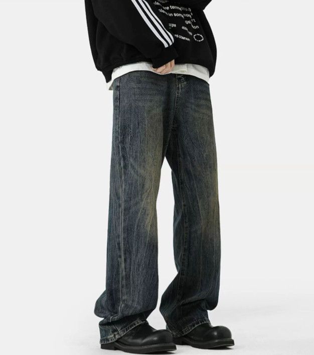 Japanese Brand Washed men's street straight loose wide-leg retro jeans Size US 32 / EU 48 - 4 Thumbnail