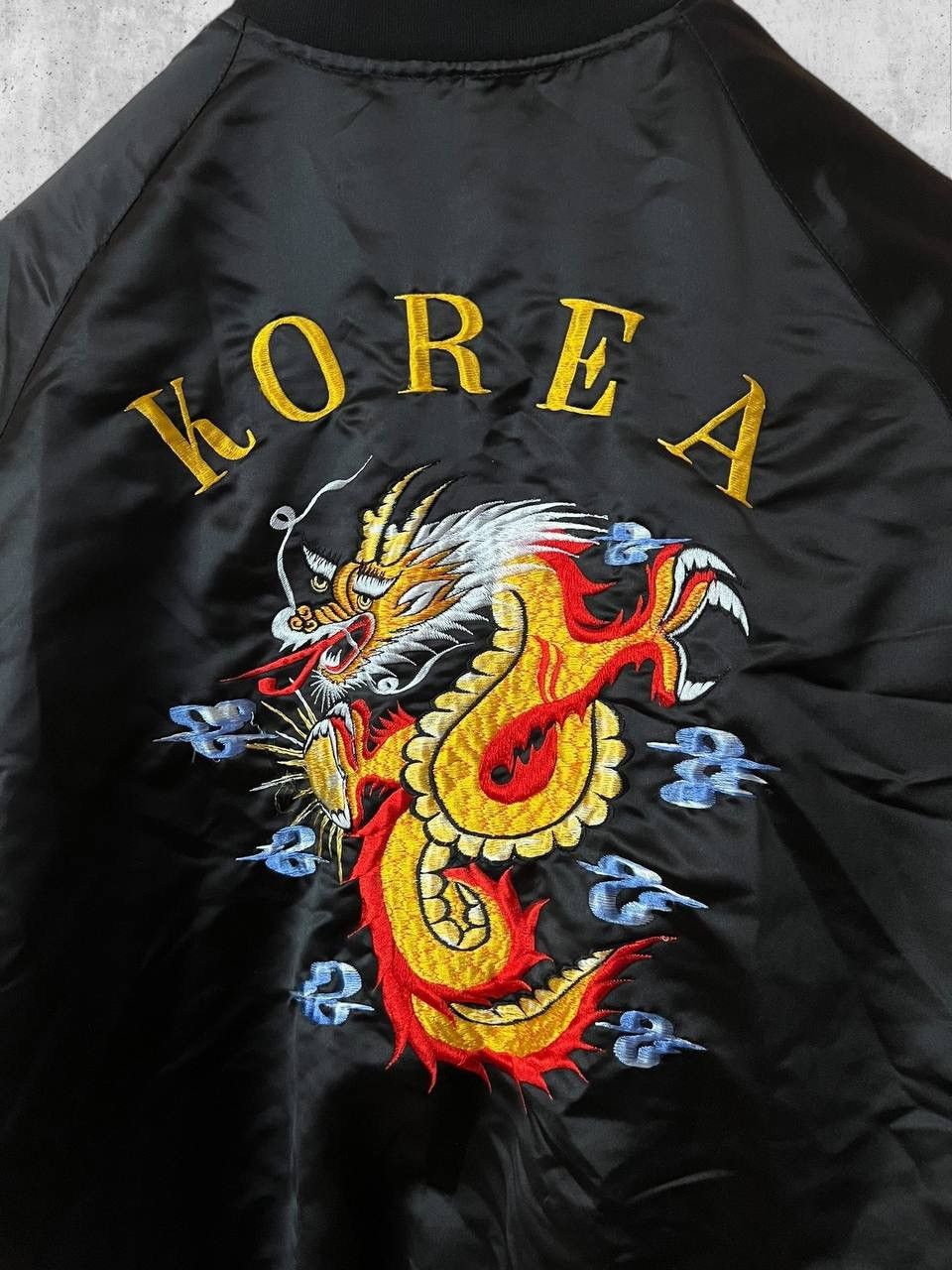 Japanese Brand Korea Flame Dragon SATIN Vintage Bomber Jacket varsity Size US M / EU 48-50 / 2 - 2 Thumbnail