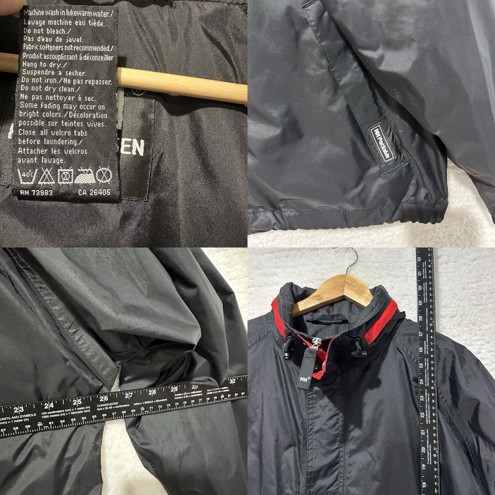 Helly Hansen Helly Hansen Windbreaker Jacket L Hooded Full Zip Black Red Detailing Collar L Size US L / EU 52-54 / 3 - 9 Thumbnail