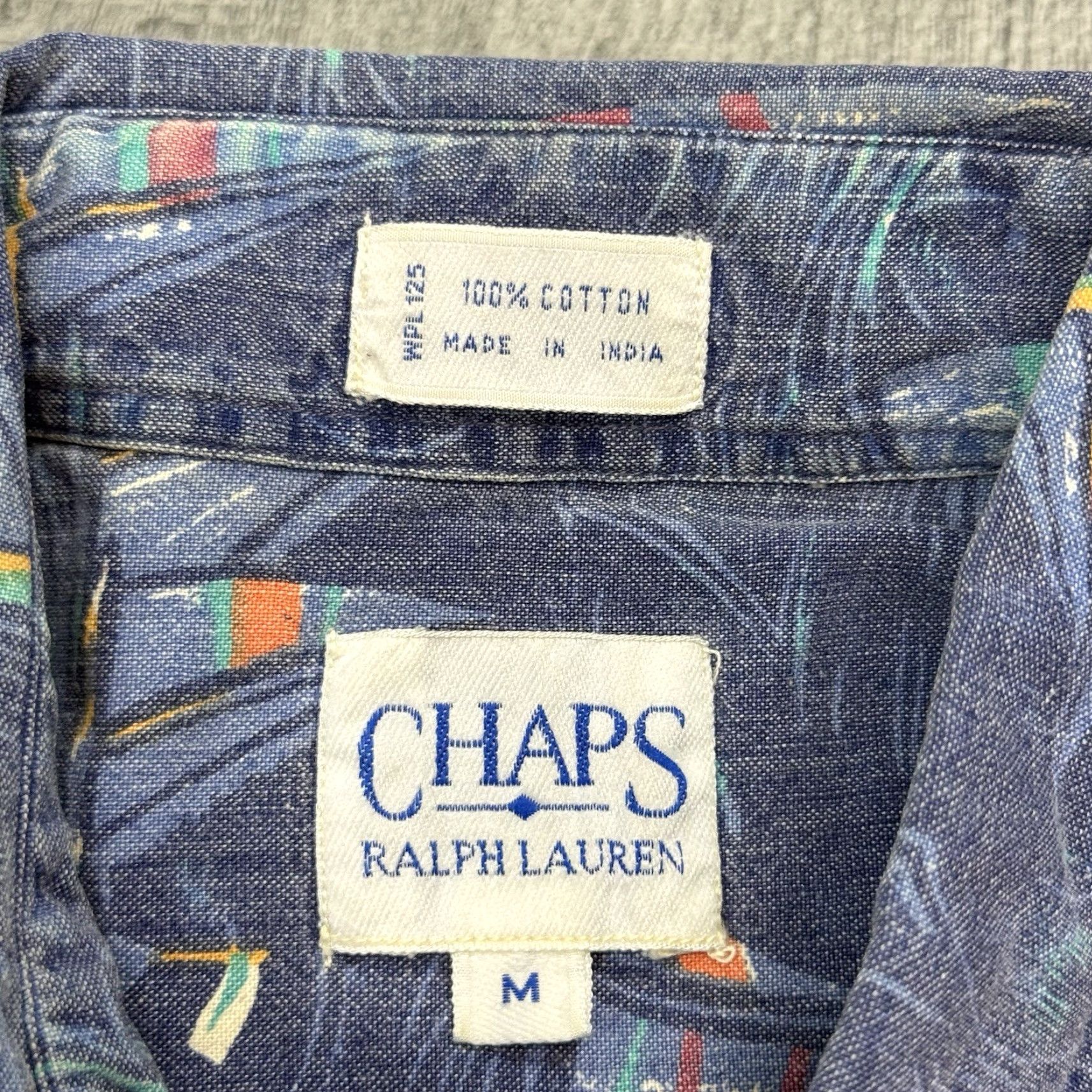 Chaps VINTAGE CHAPS RALPH LAUREN Button-Down Shirt Short Sleeve Sailboat Print Mens M Blue Size US M / EU 48-50 / 2 - 3 Thumbnail