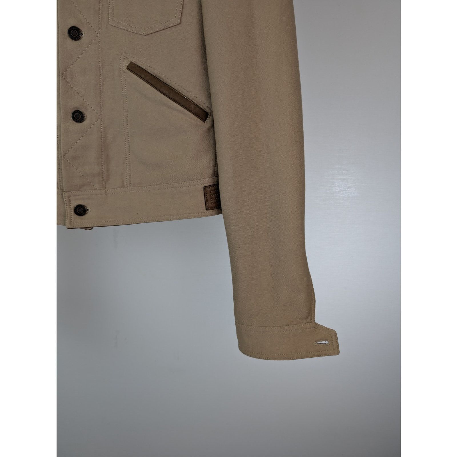 Tom Ford o1rshd1 Stretch Cotton Trucker Jacket in Beige Size US M / EU 48-50 / 2 - 5 Thumbnail
