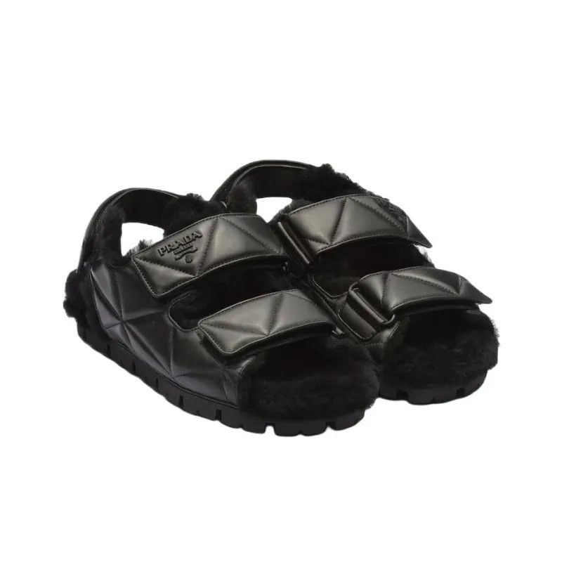 Prada o1w1db11124 Nappa Leather Sandals in Black Size US 9 / IT 39 - 3 Thumbnail