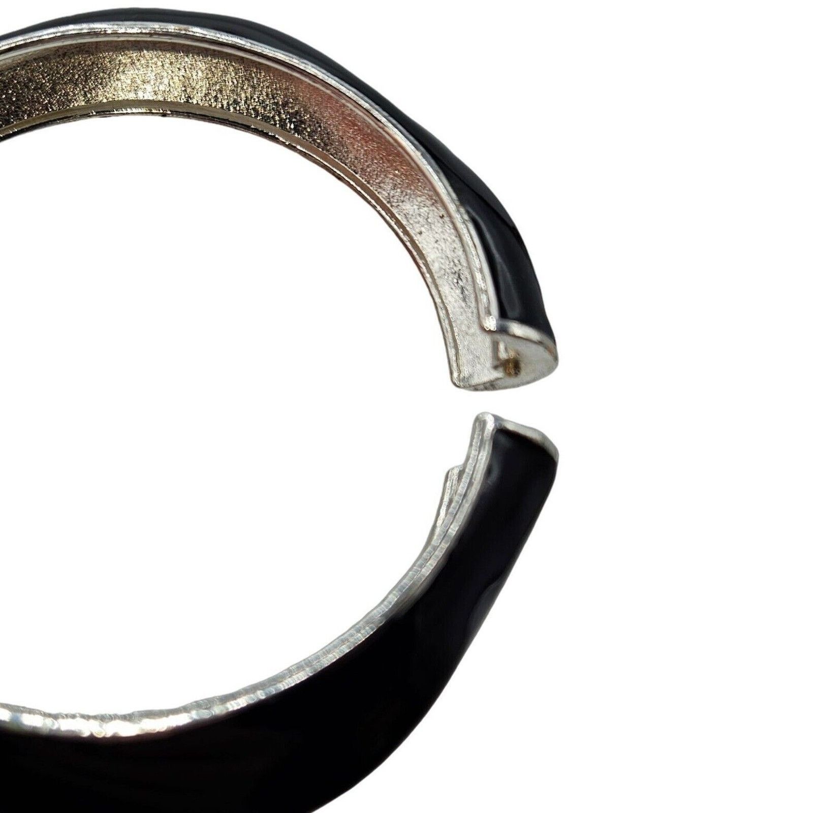 Other VTG EUC Enamel Art Deco Bracelet Trio Black Cream Silver Size ONE SIZE - 3 Thumbnail