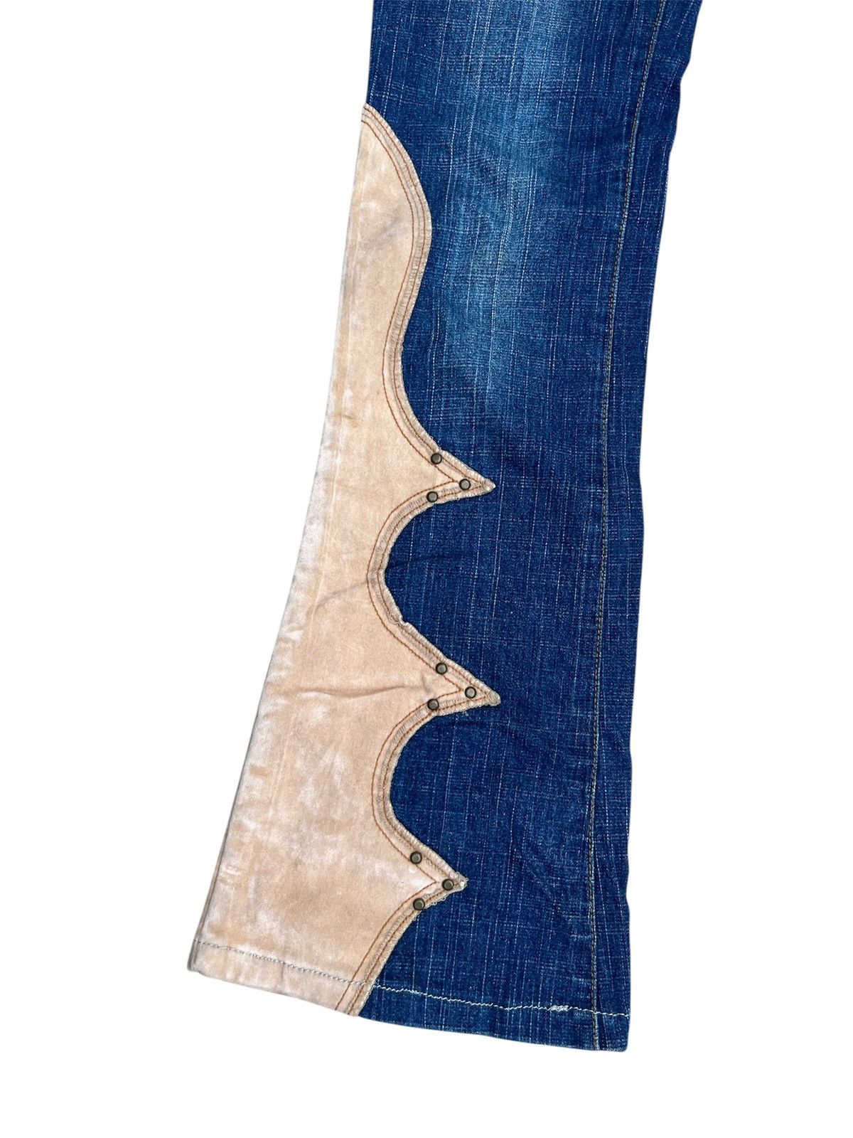 Japanese Brand 💥 LEATHER PATCHWORK FLARED 💥 HIT IT OFF Jeans Size US 27 - 5 Thumbnail