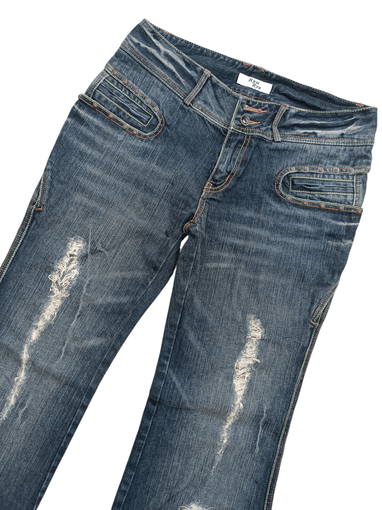 If Six Was Nine Rare Japanese Brand Ryu Ryu Super Flared Distressed Jeans Size US 32 / EU 48 - 4 Thumbnail